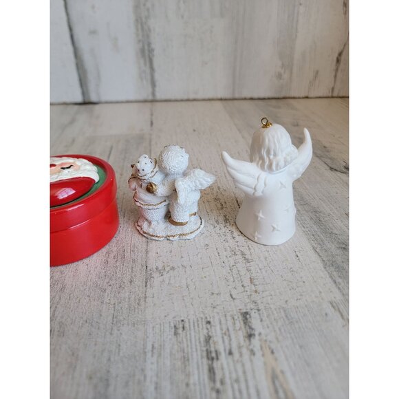 Vintage Santa Claus angel figure trinket box home decor figure set - Picture 7 of 8